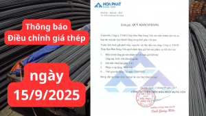 thông báo giá thép Hòa Phát hôm nay. giá thép Hòa Phát 15/09/2025